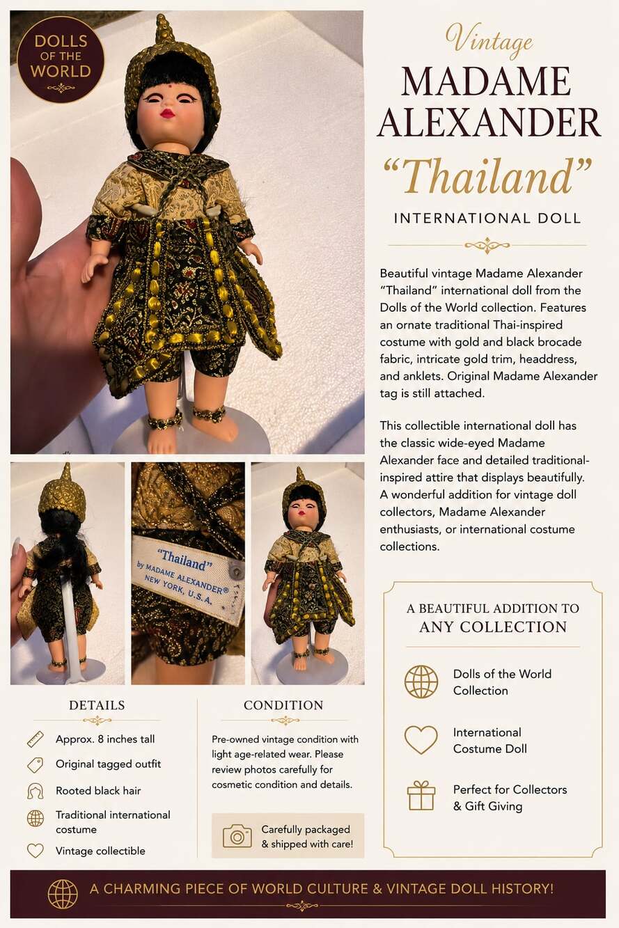 Vintage Madame Alexander Dolls of the World Thailand 8 Inch Doll
